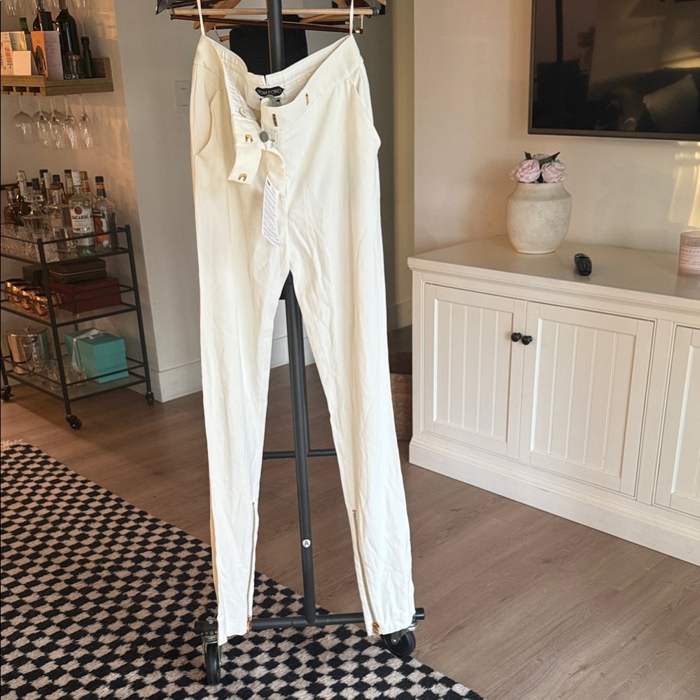 Tom Ford Cream High-Waisted Trousers